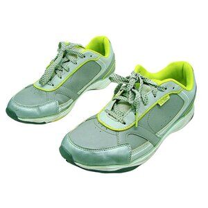Vionic Womens Zen Gray Green Lace Up Low Top Sneaker Shoes JA14RS Size US 8.5 M